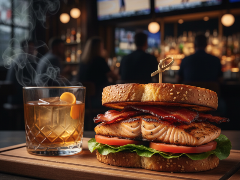 Grilled Salmon BLT sandwich at 404 Sports Bar and Grill Morrow GA near Atlanta