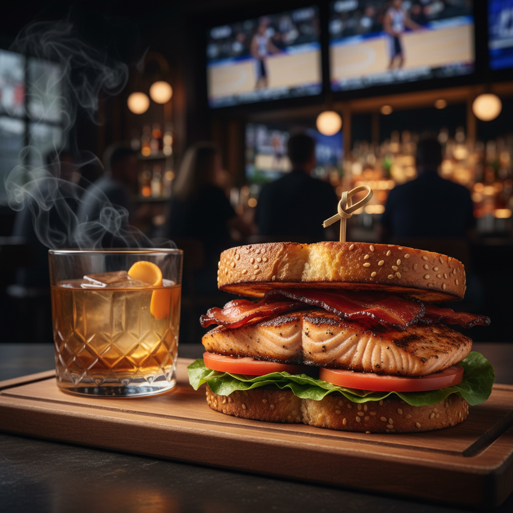 Grilled Salmon BLT sandwich at 404 Sports Bar and Grill Morrow GA near Atlanta